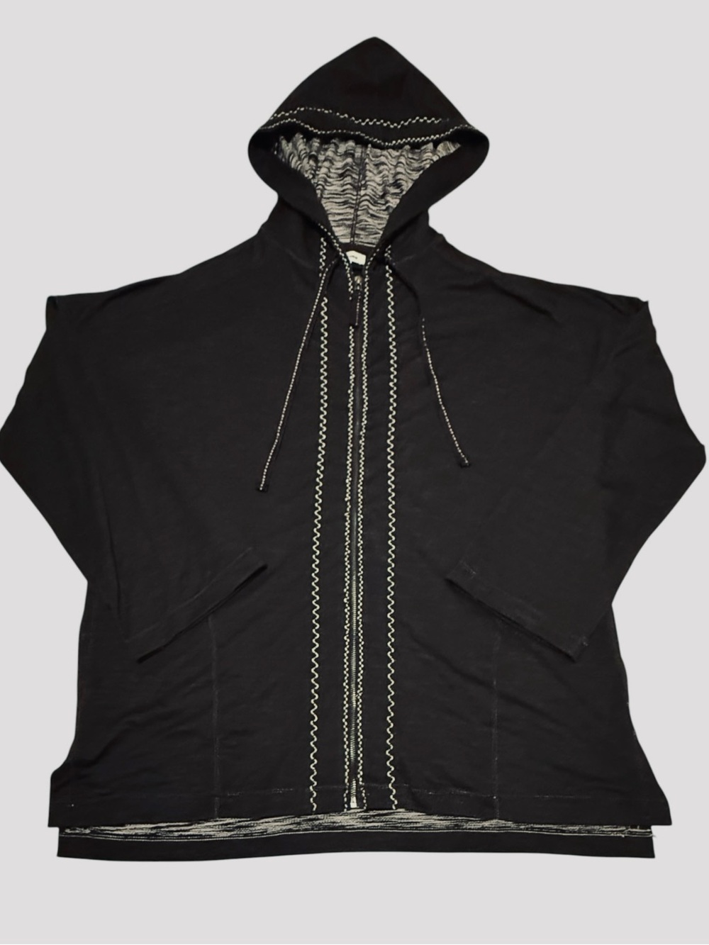 Max Studio NWT Dolman Zip Hoodie M Slouchy Oversized Casual Athleisure Black